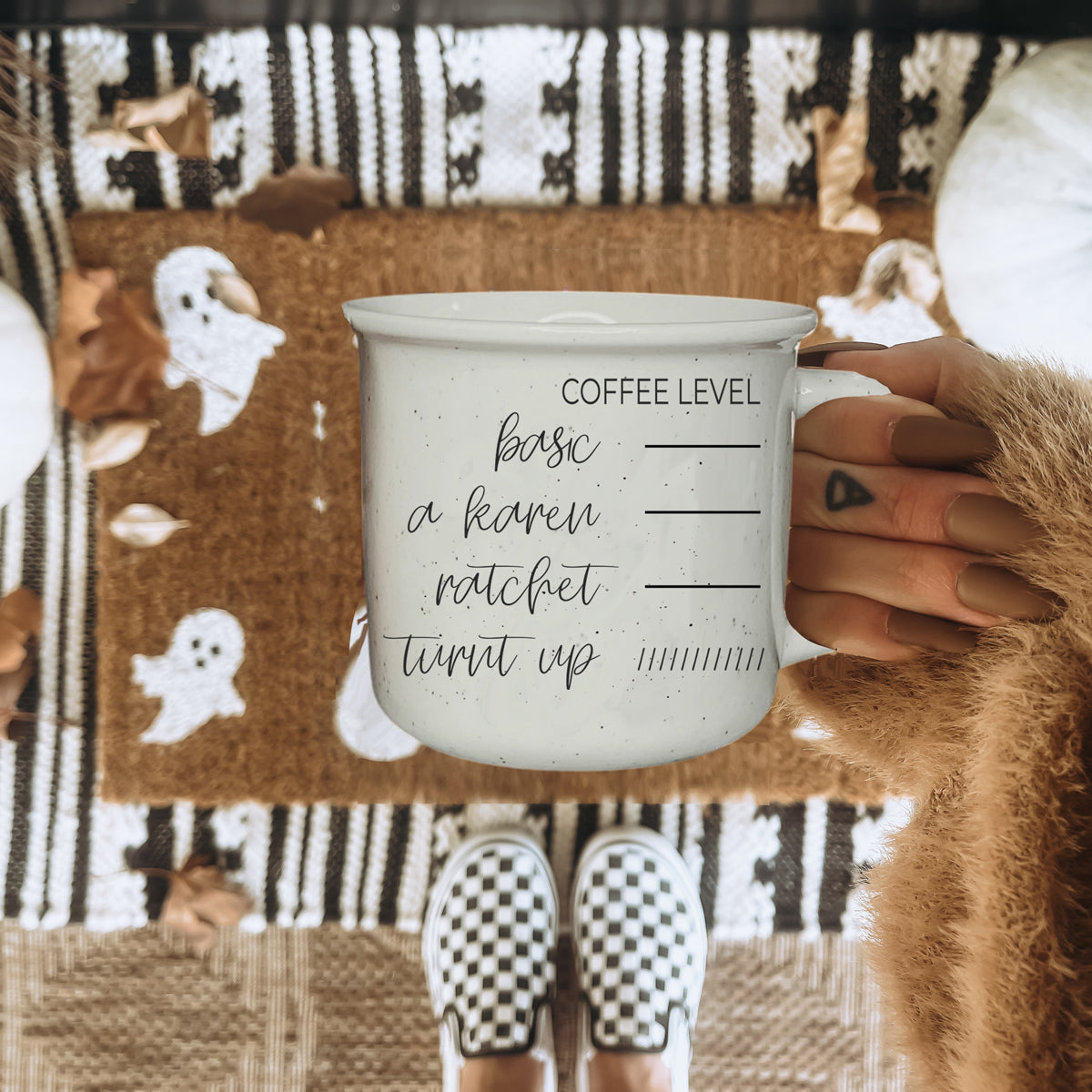 Coffee lover gift mug with attitude scale